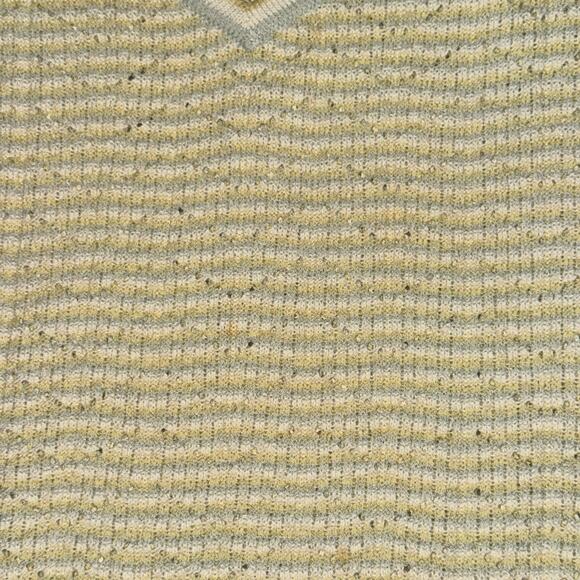 Vtg St John Sport Marie Gray Sweater Vest Women's Size M Blue Yellow Striped - Picture 2 of 6